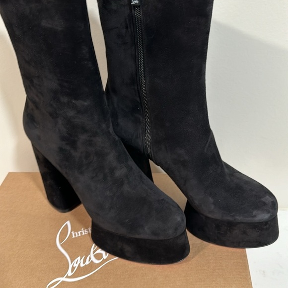 NWB Christian Louboutin Izamayaz suede platform ankle boots size 41 Block Heel - Picture 7 of 14
